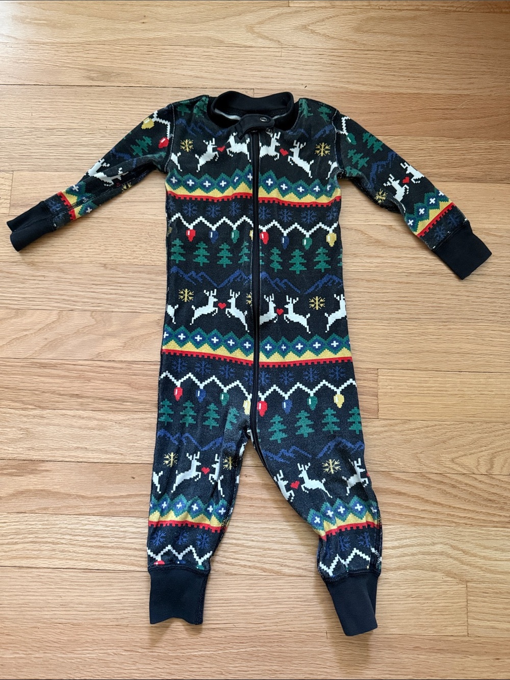 Hanna Andersson organic cotton Reindeer Zip One-Piece Pajamas